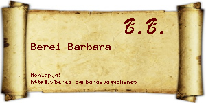 Berei Barbara névjegykártya